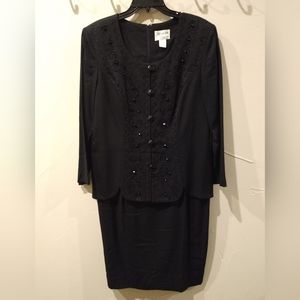 Elegant black beaded dress, size 14